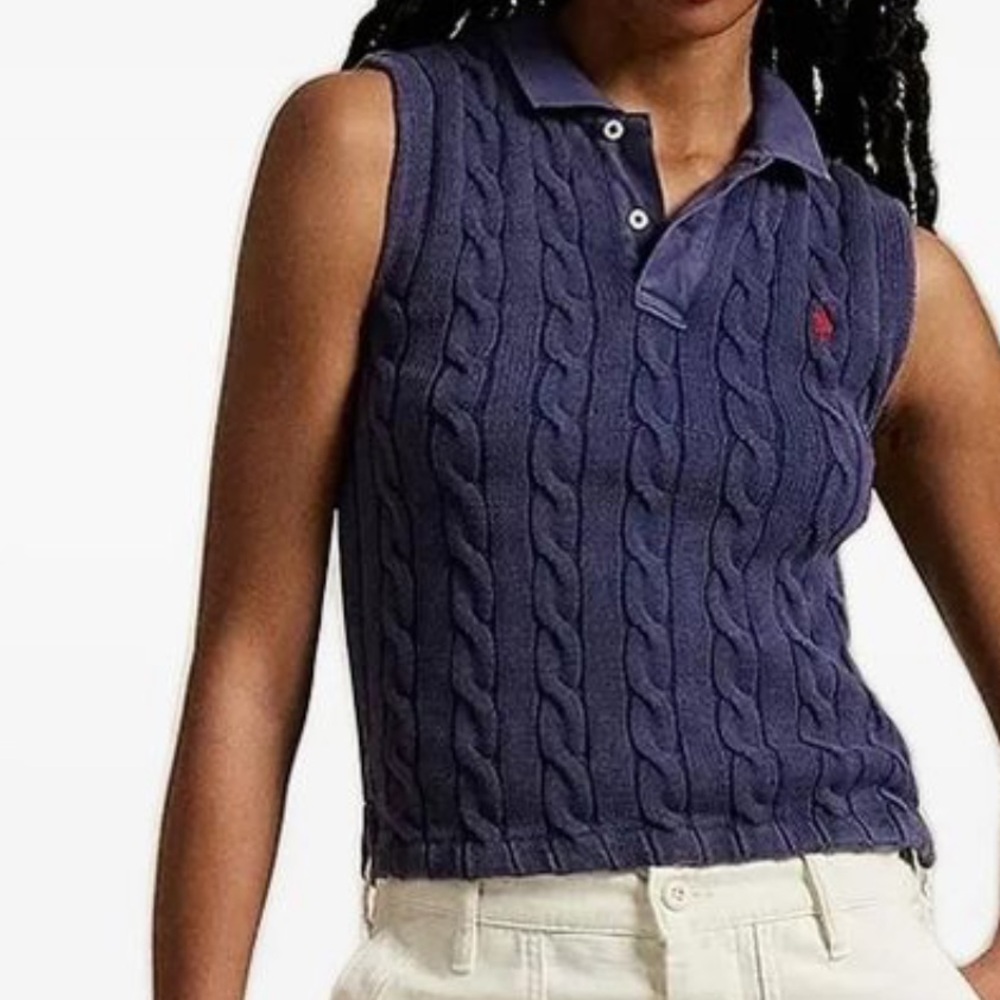 Ralph Lauren Cable Knit Collared Vest
